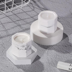 Velas Aromáticas de Cera de Soya con Aroma a Plantas en Frascos de Yeso Geométricos AIKUN, Vela de Aromaterapia para Regalos, Bodas y Decoración del Hogar - Product Image 2