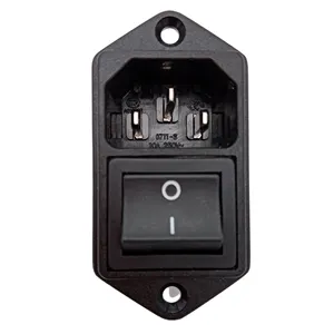15A 250V Screw Mount IEC C14 Socket With ON-OFF Rocker Switch Two-in-One Connector Medical socket Power Entry Module