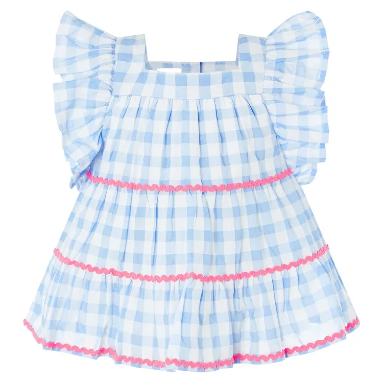 Vestido de verano con mangas de volantes para niñas, bonito vestido de moda de alta calidad