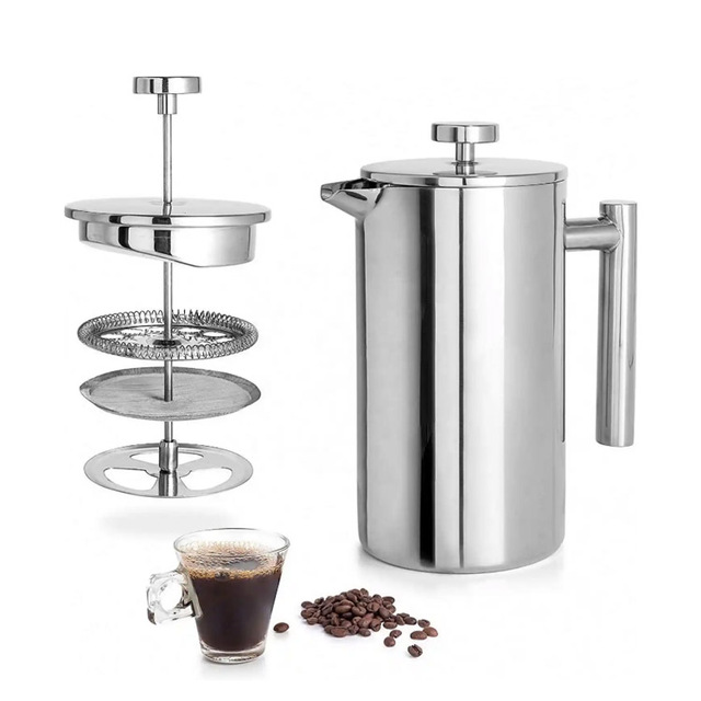 Hot Sale Double Wall French Press Vacuum Coffee Bottle  800ml Stainless Steel Coffee Maker French Press