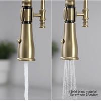 Aida Robinet d'évier de style antique Mélangeur d'eau de cuisine à une poignée Robinet de cuisine en laiton massif
