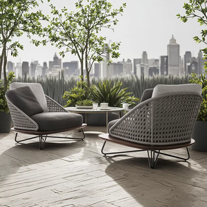 Juego de sofás de cuerda para jardín, estante de acero inoxidable, muebles de exterior, 3 plazas, sofá de aluminio blanco para exteriores, Salón gris, envío gratis - Product Image 5