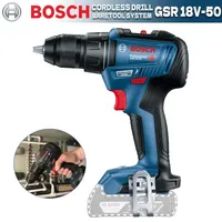 Taladro Atornillador Inalámbrico Sin Escobillas BOSCH GSR 18V-50, Herramientas Eléctricas Profesionales de Iones de Litio de 18V, Destornillador Eléctrico Bosch GSR18V-50