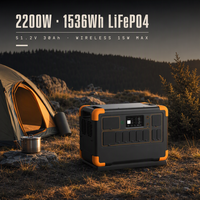 Station d'alimentation portable 2200W 1536Wh avec batterie LiFePO4, entrée solaire 1000W et charge rapide en 1,8 heure