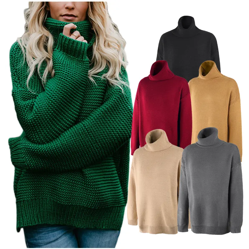 2022 all'ingrosso personalizzato manica lunga maglione da donna pullover signore maglieria maglione dolcevita lavorato a maglia per le donne