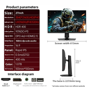 Moniteur de jeu <span class=keywords><strong>MSI</strong></span> Mag272urdf E16 <span class=keywords><strong>27</strong></span> <span class=keywords><strong>pouces</strong></span> 4K 160 Hz / 320 Hz double mode avec Fastips 0,5 ms HDR400 et réglage de la hauteur et de la rotation - Product Image 4