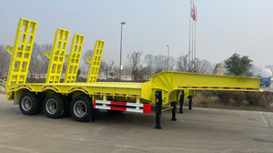 รถกึ่งพ่วงพื้นเรียบต่ำ รับน้ำหนักได้ 60 ตัน จัดจำหน่ายโดยโรงงานจีนสำหรับเครื่องจักรและอุปกรณ์ขนส่ง - Product Image 3