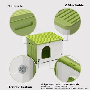 Casa para gatos de plástico para uso en interiores y exteriores, refugio apilable para gatos salvajes, casa para gatos interior, resistente a la intemperie, resistente al agua, elevada - Product Image 5