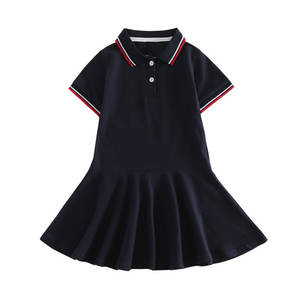 2025 personalizzabile vendita calda vestiti per neonata abiti di cotone per bambini estate rosa/bianco/<span class=keywords><strong>nero</strong></span> Polo Dress - Product Image 3