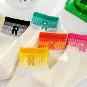 Women Ankle <b>Socks</b> Gradient Color Stripe Breathable Cotton <b>Polyester</b> Casual Low Cut Boat <b>Socks</b> - Product Image 4