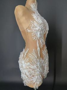 2024 sexy trasparente donna cantante costume <span class=keywords><strong>da</strong></span> palcoscenico con punta di perla collo all'americana abito <span class=keywords><strong>da</strong></span> <span class=keywords><strong>sera</strong></span> abito <span class=keywords><strong>da</strong></span> <span class=keywords><strong>sera</strong></span> - Product Image 3