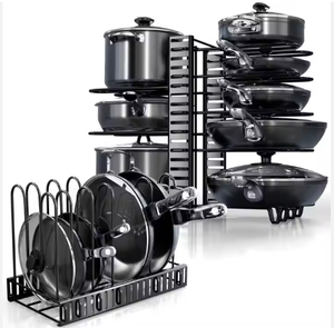 Pentola in metallo regolabile Multi strato Organizer da cucina <span class=keywords><strong>per</strong></span> <span class=keywords><strong>padelle</strong></span> coperchi pentole risparmio di spazio - Product Image 1