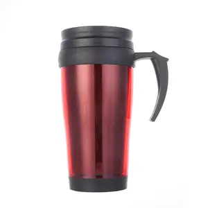 Copo de plástico do termo, caneca isolada da viagem 16 oz vermelho andou dupla