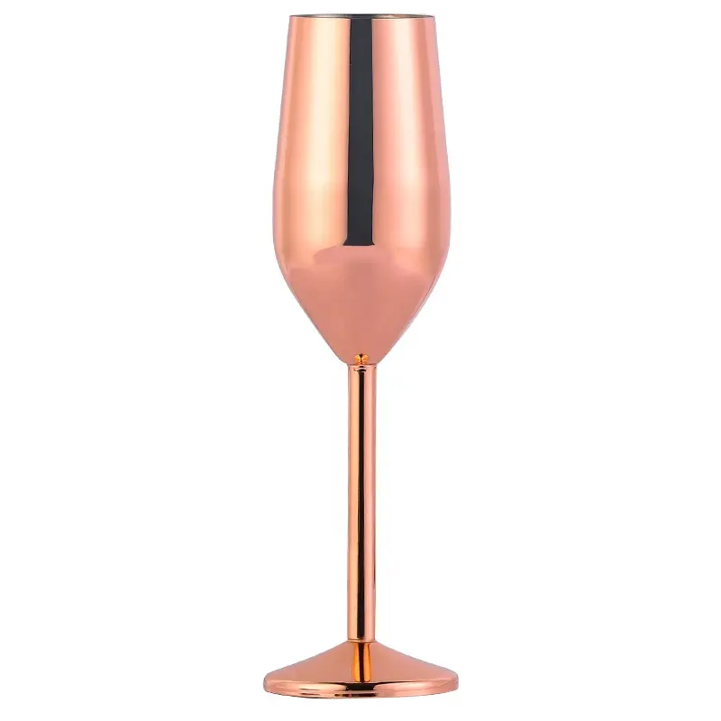 Calice di vetro di vino rosso in metallo popolare all'ingrosso bicchieri da vino personalizzati in acciaio inossidabile calici d'acqua ambrati calici dorati rosa