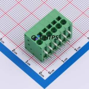 DB241R-3.5-6P-GN Spring Terminal Block Bent Lead Through Hole,P=3.5mm Connector 1x6P 3.5mm Green 6P - Product Image 1