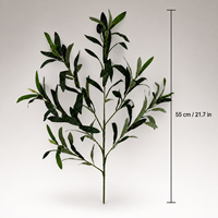 Branches d'olivier artificielles réalistes 33-55 cm en soie et plastique avec tige en fil pliable, sans arrosage, pour la décoration de la maison, du bureau, du café, de l'hôtel et des vases