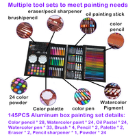 Ensemble de dessin pour enfants, 145 pièces, boîte en aluminium, fournitures de peinture, ensemble de papeterie, kit d'artiste de luxe, fournitures scolaires, cadeaux pour tout-petits