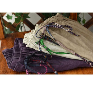 Women's Cotton Linen Harem Pants Elastic Waist Loose Fit Casual Breathable Purple Khaki Linen 2025 Summer New Style - Product Image 3