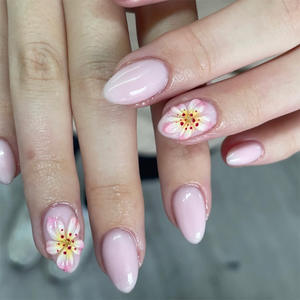 2025 24 Uds. Venta al por mayor Press on Nails Prep Kit vendedor lujo 3D flor Ombre Pink <span class=keywords><strong>uñas</strong></span> postizas belleza Natural <span class=keywords><strong>uñas</strong></span> postizas para mujeres - Product Image 1