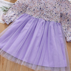 Robe à fleurs pour petites filles avec ourlet en maille froncée, vêtements à fleurs pour enfants - Product Image 5