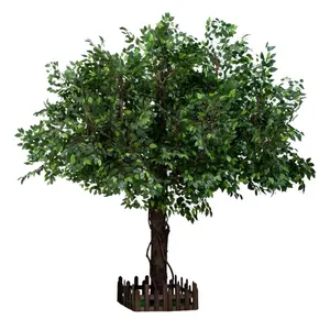 9ft sahte Ficus yaprak ağacı büyük kapalı ahşap gövde yeşil yapraklar yapay ağaç