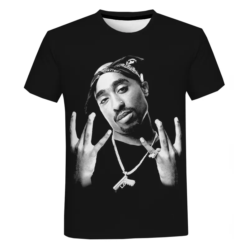 Rapper 2Pac T-Shirt con stampa 3D per uomo T-Shirt Hip Hop Tupac manica corta stampa digitale All Over stampa OEM ODM Plus Size magliette
