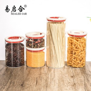 Cylindrical Press Type Storage Jar Airtight Kitchen Grain Dried Fruit Container With Plastic Lid - Product Image 5