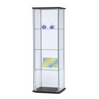 Étagère en verre moderne avec cadre noir, vitrine rectangulaire pour la décoration de la maison, utilisation en exposition, finition polie, durable