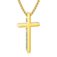 Collares y Cadenas de Moda Fina con Colgante de Cruz Pequeña de Aleación Pulida de Alto Brillo Estilo Hip Hop para Hombres