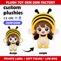 Peluche personnalisée en forme d'abeille pour fille, figurine en peluche, jouet mascotte doux, fabrication OEM ODM selon votre conception
