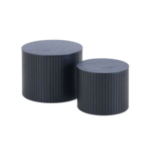 Juego de mesa de centro anidada DB de 2 piezas, muebles convertibles de MDF para sala de estar con almacenamiento, Color negro para sala de estar - Product Image 3
