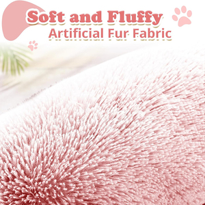 Proveedores de muestras gratis Deluxe super suave donut cama para perro rosa largo felpa redondo esponjoso gato mascota nido perrera refugio cama para cachorro - Product Image 5