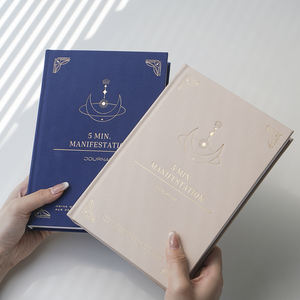 <span class=keywords><strong>Journal</strong></span> de manifestation de <span class=keywords><strong>5</strong></span> <span class=keywords><strong>minutes</strong></span> avec logo personnalisé couverture rigide A5 en tissu et lin avec estampage en or - Product Image 4