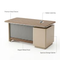 Bureau de direction moderne de luxe haut de gamme Foshan 1,4 m avec armoire de rangement, bureau de PDG/manager en bois grain chevron silencieux