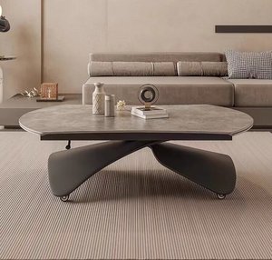 Light Luxury Elegant Retractable and <strong>Expandable</strong> Circular Rotating Custom Rock Plate Dining <strong>Table</strong> <strong>Coffee</strong> <strong>Table</strong> - Product Image 3