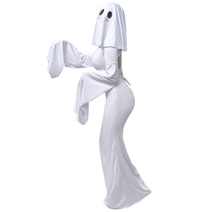 Costume de fantôme pour femmes, foulard blanc, déguisement fantaisie, tenue de scène pour Halloween - Product Image 4