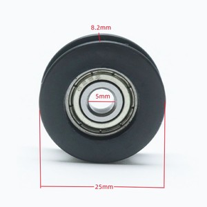 5x25x8,2mm 625 tipo ranura en U ruedas de polea de nailon de plástico 625 ruedas de polea de rodamiento para puertas correderas y ventanas - Product Image 1