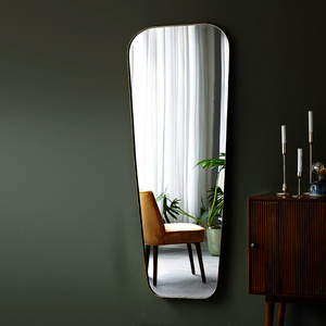 Specchio decorativo del pavimento dello specchio della parete di disegno dorato del bordo di forma irregolare minimalista moderno del metallo - Product Image 2