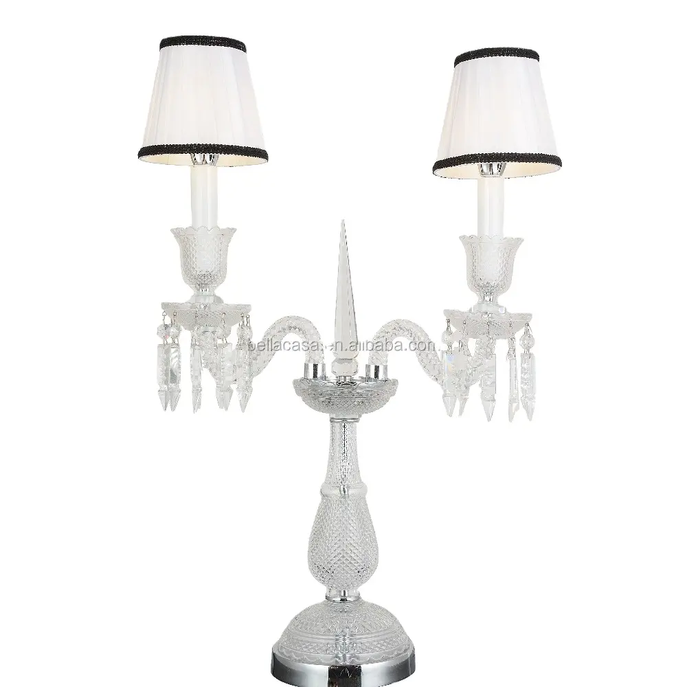 Thanh Lịch Baccarat Tinh Thể Thủy Tinh Bảng Đèn Với Shade Trắng