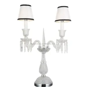 Luminária de mesa de cristal de vidro de baccarat elegante com sombra branca