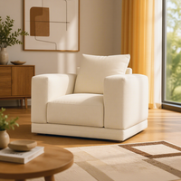 Canapé individuel en tissu crème, best-seller, assise profonde, design nordique, mobilier de salon pour maison, villa, hôtel, projet