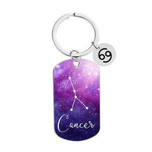 Promotional Gift <strong>Lucky</strong> Twelve Constellation Stainless Steel Mountaineering Chain Keychain Fashion Birthday Gift - Product Image 1