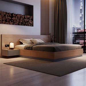 Modern tasarım Mdf depolama çekmece basit ahşap çift kişilik yatak ile Tatami yatak kral yatak odası takımı - Product Image 5