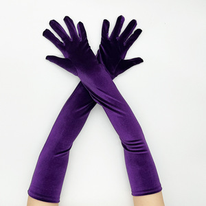 Fête de noël femmes hiver épaissir saphir <span class=keywords><strong>bleu</strong></span> or velours longs gants Cosplay Costume Performance dîner étiquette mitaines - Product Image 3