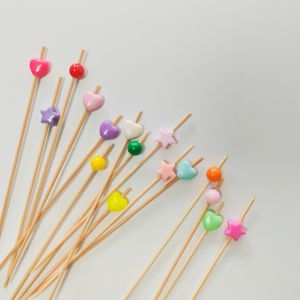 Stuzzicadenti in bambù fatti a mano per frutta, cocktail, dessert, spiedini monouso in bambù per cocktail, stuzzicadenti multicolore per antipasti - Product Image 3