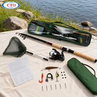 Kit de pêche tout-en-un CTO avec canne télescopique en verre de 2,7 m, moulinet XT3000 et accessoires pour la pêche en voyage