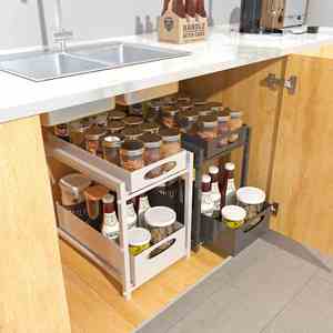<b>Kitchen</b> <b>Racks</b> - Pull Out Under Sink Organizer, Sliding Basket with Multi-Layer Storage for Cabinet & Sink Area - Product Image 4