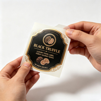 Étiquettes personnalisées de luxe en feuille d'or découpées à la forme, autocollantes, pour l'emballage de pots de truffes noires et la présentation de produits gastronomiques