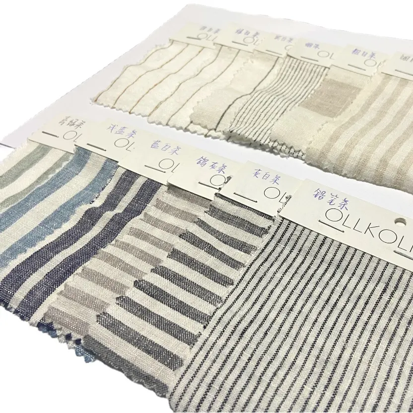 Calza europea natale lino pin stripe tessuto estivo stone washed morbido tessuto di lino francese di lino per biancheria da letto