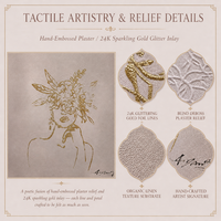 Peintures murales abstraites à motifs floraux dorés avec accents de paillettes, portrait de femme, ligne artistique, très vendues